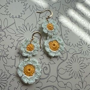 New! Micro Crochet silk fiber earrings.